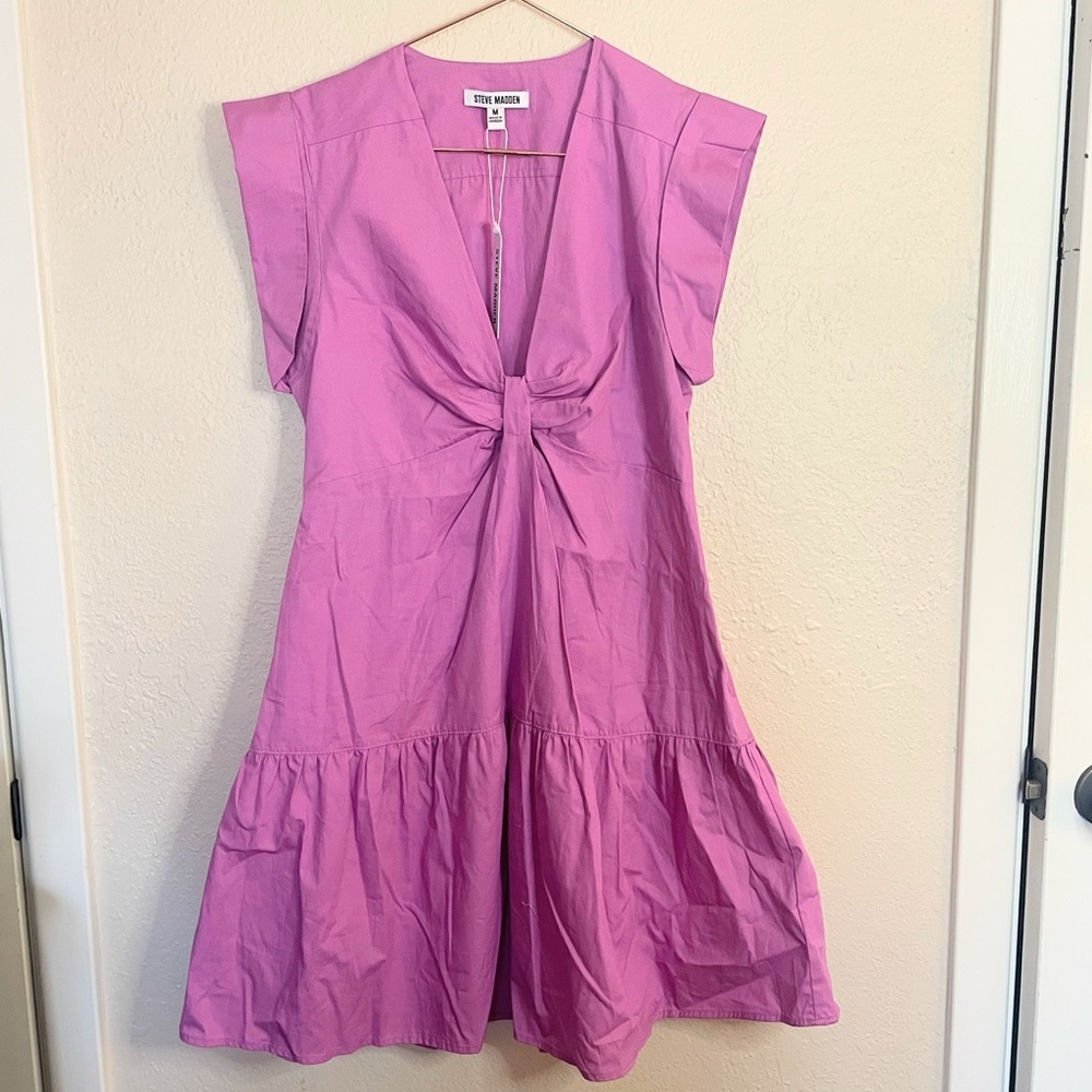 Steve Madden Pink Mini Dress Clean Girl Cotton NWT Medium - Picture 2 of 2